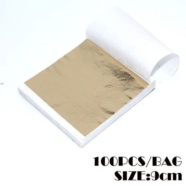 100x Sheets Gold Silver Copper Foil Paper Leaf Gilding Art Craft Metallic DIY