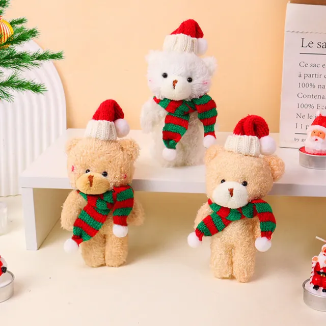 Christmas Plush Bear Cute Animal Kawaii Soft Stuffed Dolls Keychain Bag Pend^:^