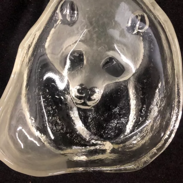 Vintage Viking Art Glass Panda Bear Paperweight Figurine Large Heavy Hand Made