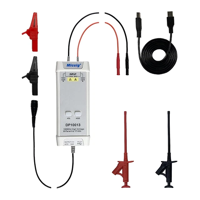 Micsig DP10013 Differential High Voltage Probe, 1300V 100Mhz 3.5Ns Rise Time 50X