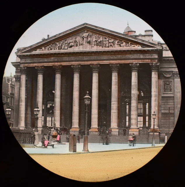 ANTIQUE Magic Lantern Slide THE ROYAL EXCHANGE LONDON C1890 VICTORIAN PHOTO