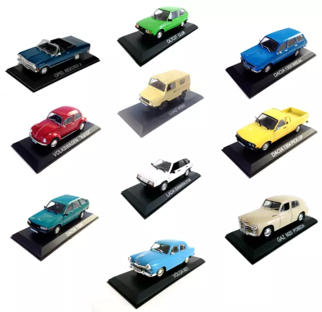 Lot de 10 Voitures Miniatures 1/43 Opel Lada Dacia Deagostini Model car LBA15