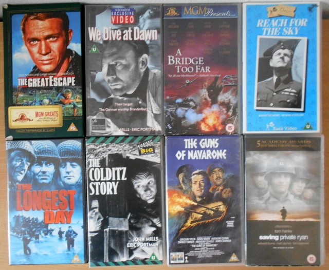 VHS Classic War Films Job Lot bundle Longest Day Great Escape Colditz Navarone