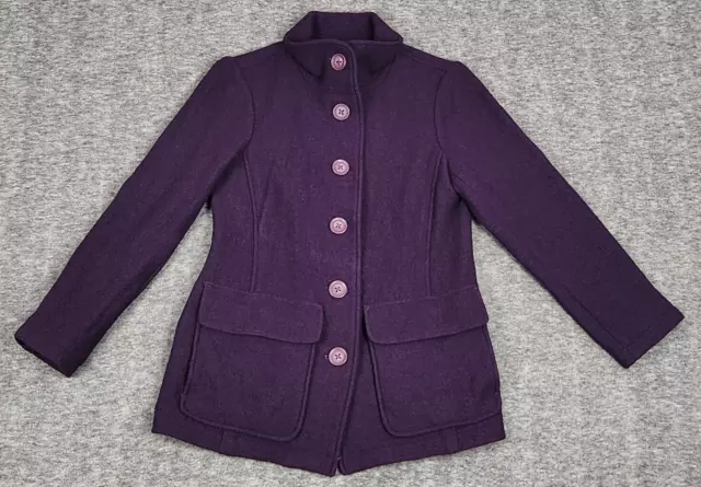 LL Bean Womans Small Boiled 100% Wool Jacket Purple Capsule Chic Sophisticated