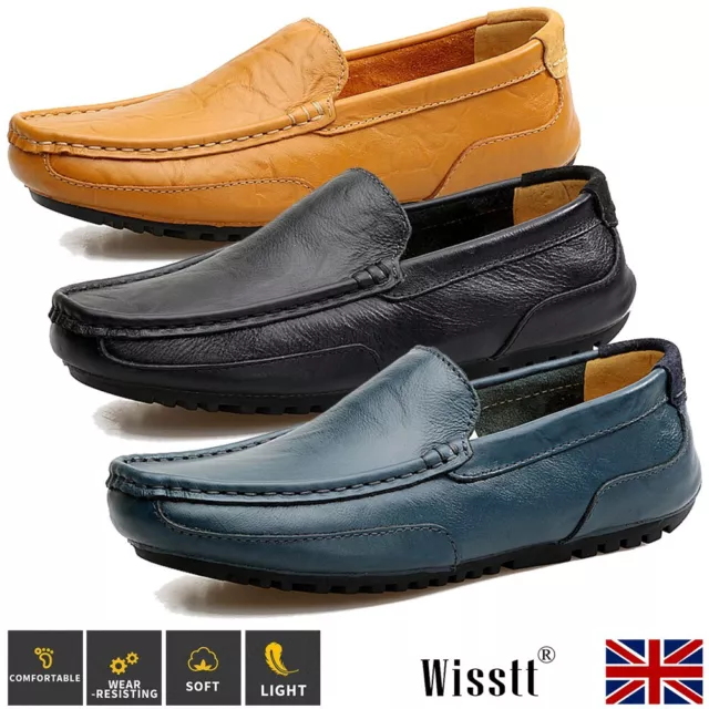 Mens Leather Slip On Casual Boat Deck Moccasin Designer Loafers Driving Shoes UK