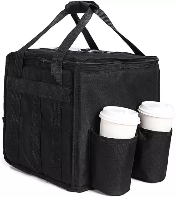 OGEFOTED Large Insulated Food Delivery Bag with Cup Holders, Foldable Heavy Duty
