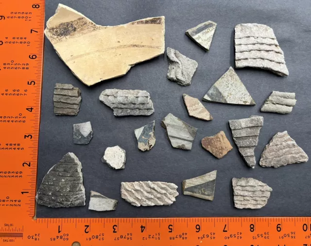 Native American pottery shards Mix of patterns