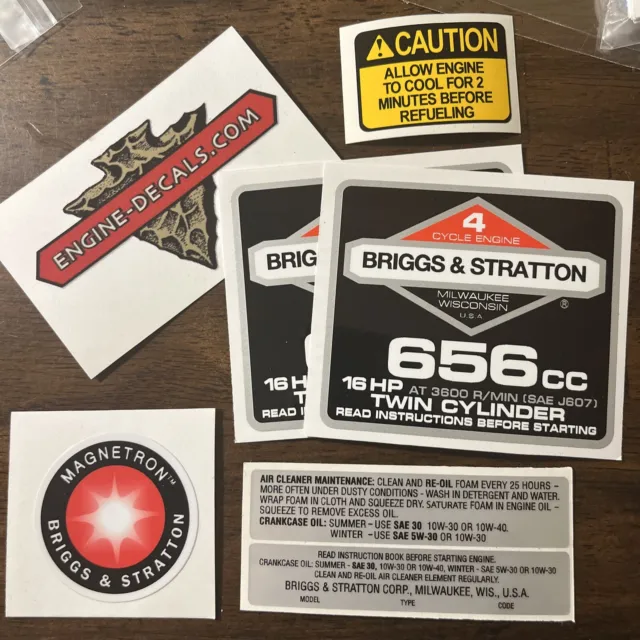 Briggs & Stratton Engine 16-hp 656cc 86-91 Shroud Labels engine-decals set of 6