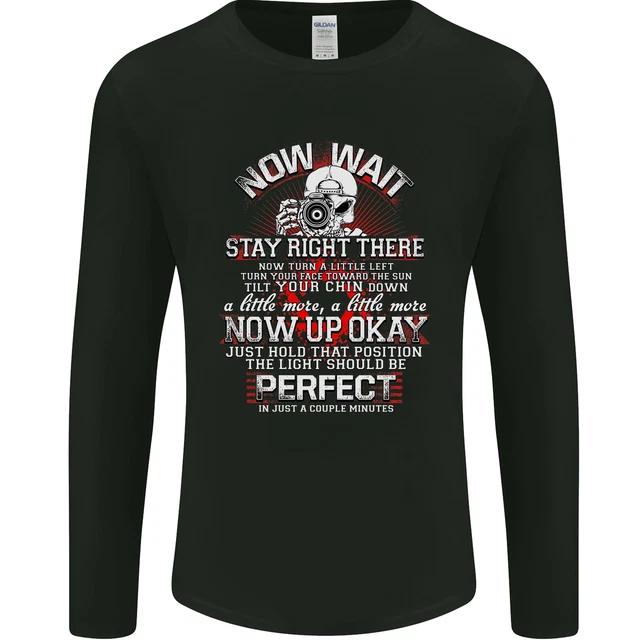 T-shirt a maniche lunghe Photography Now Wait Photographer divertente da uomo