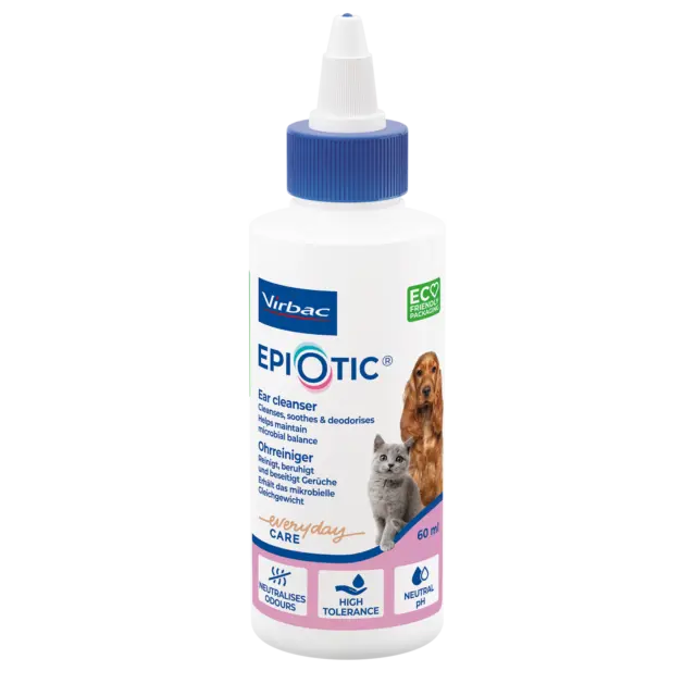 Virbac EpiOtic Ear Cleaner For Dogs & Cats Antibacterial Cleanser Fluid 60ml