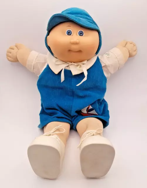 1985 Cabbage Patch Kids Doll Boy Blonde Blue Eyes Caleco Blue Signature