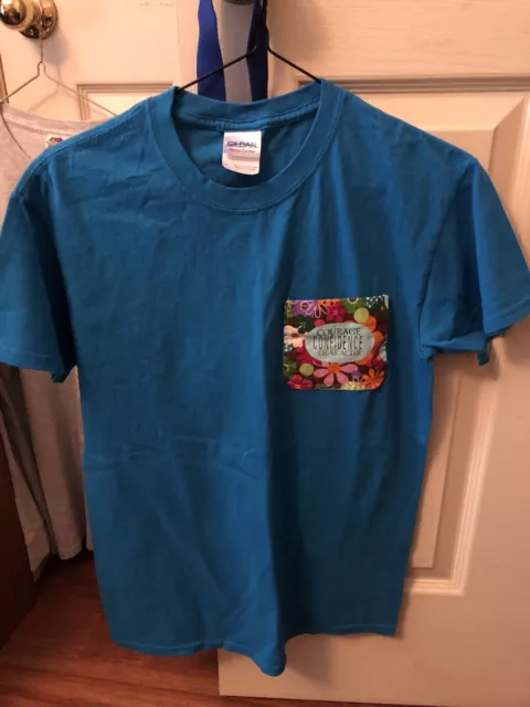 Blue Girl Scout Pocket T-Shirt, Size Ladies Small, Gildan Heavy Cotton