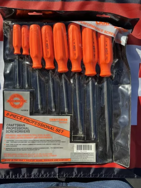 Craftsman Professional Screwdriver Set NIP (Orange) NOS USA Part # 41908 (8 pcs)