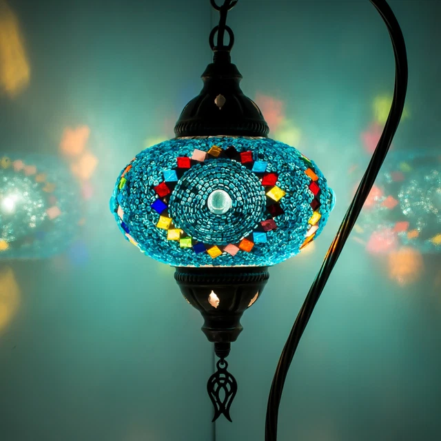 Lampada Turca da Tavolo Mosaico di Vetro per Comodino Vintage da Decorare