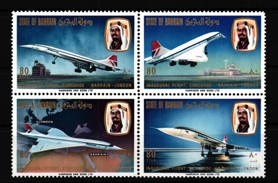 Bahrain 1976 sg 232-5 nuovo di zecca set di 4 1° volo continentale del Concorde 