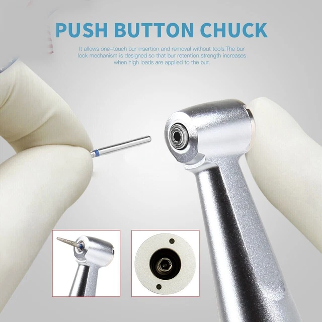 Pièce à Main Dentaire Contre-angle Pneumatique – Vitesse Basse, Compatible 4 Trous (Midwest)