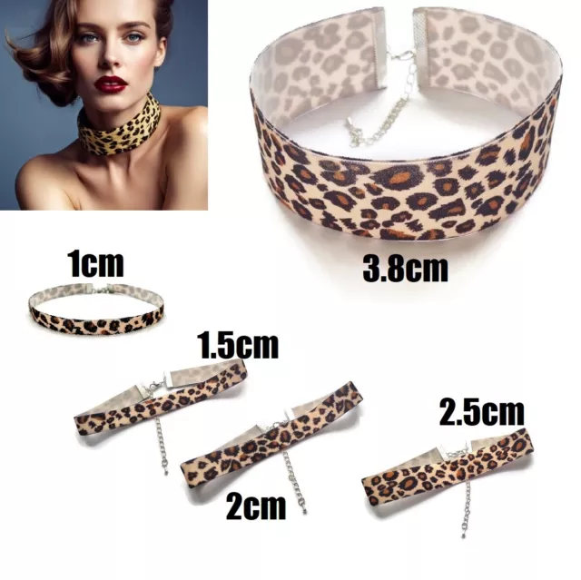 Choker Necklace Velvet Leopard Print Classic Gothic Retro Tattoo Neck Collar UK