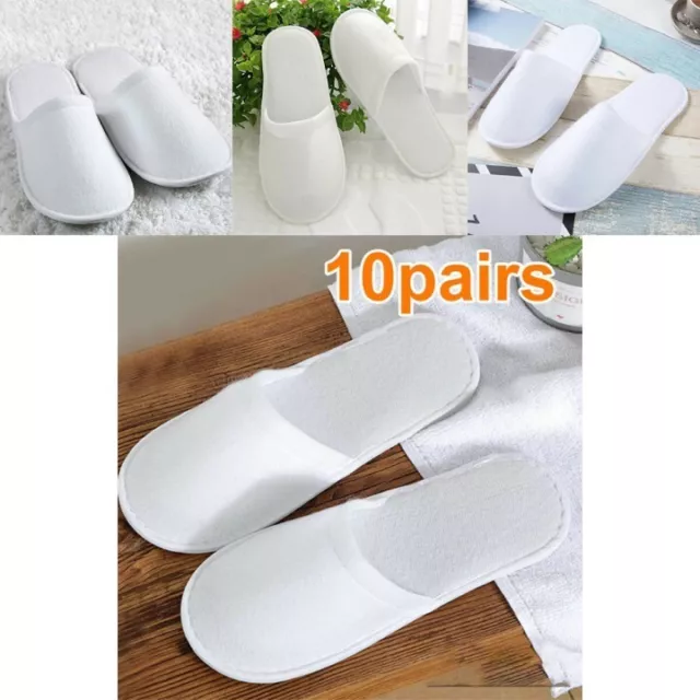 Soft Fabric Disposable SPA Hotel Guest Slippers 10 Pairs White Closed Toe