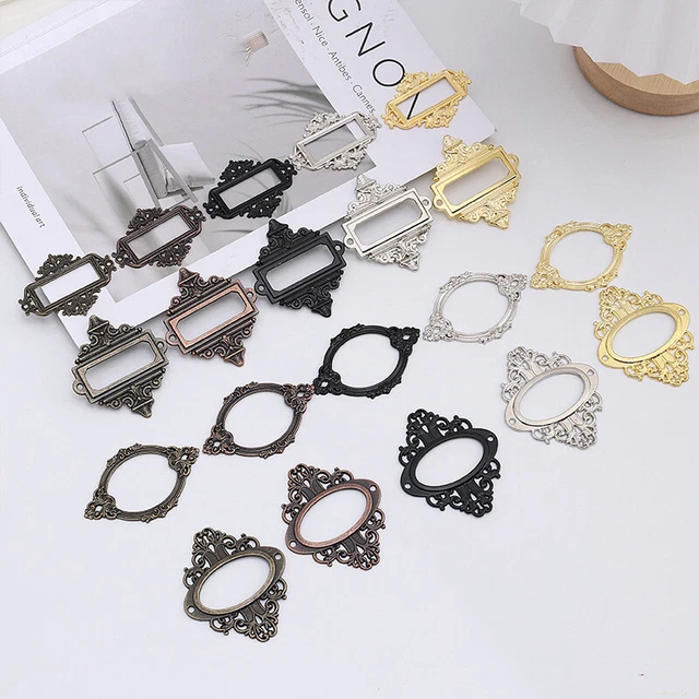 5Pcs Retro Furniture Cabinet Drawer Box Cast Iron Metal Tag Label Pull Ha.Q1