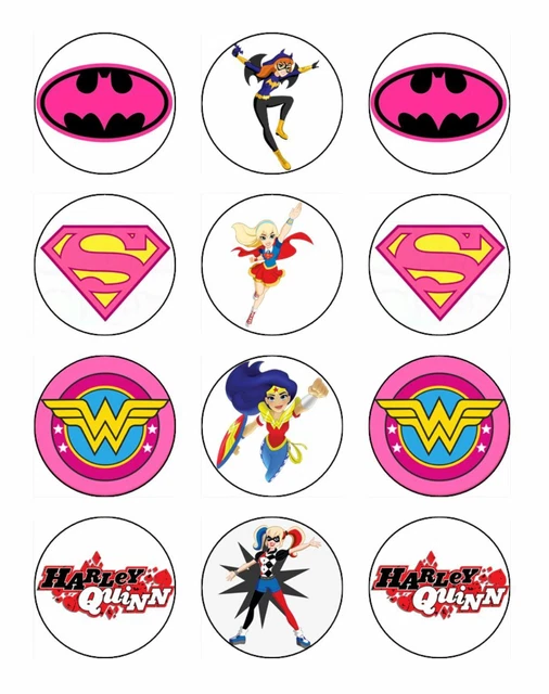 DC SUPERHERO GIRLS Cupcake Toppers Edible Icing Image Cake Decorations
