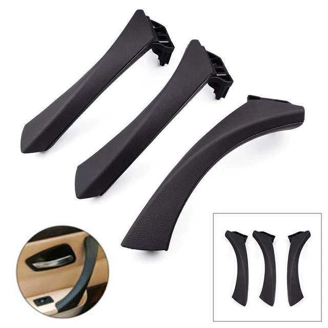 3x Car Door Panel Handle Pull Trim Cover Black Fit BMW E90 3-Series Sedan Wagon