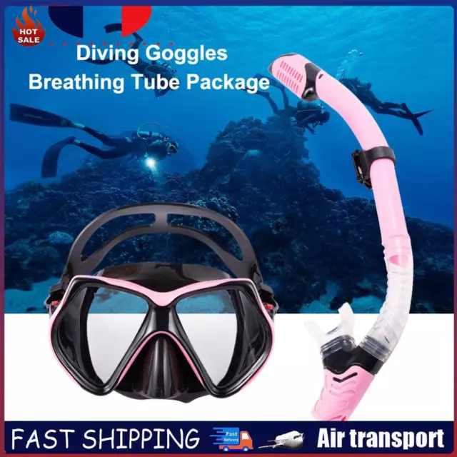 Diving Masks Snorkeling Breath Tube Set Anti-Fog Goggles for Adult (Pink) FR