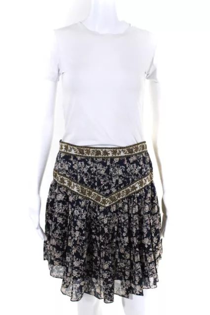 Isabel Marant Etoile Womens Damask Print Pleated Short Skirt Multicolor Size 40