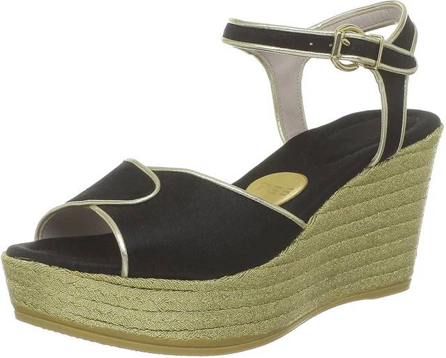 Ras 783he1g sandali con zeppa da donna neri