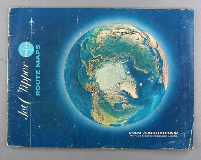 Pan Map PAN AMERICAN JET Clipper Route Maps Paa Am 1968 World Airways Airline ...