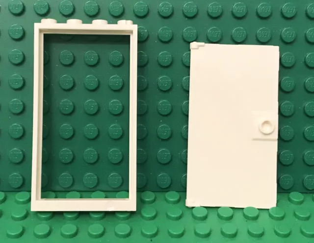 Lego White Door With Stud Handle With 1x4x6 Door Frame / City / Friends Home 2