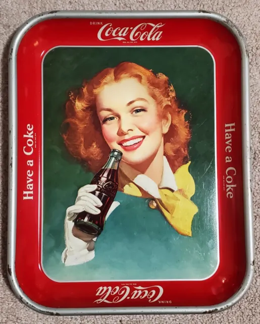 Vintage Original 1950 Coca-Cola,Coke Serving Tray "Red Hair Girl Have A Coke"