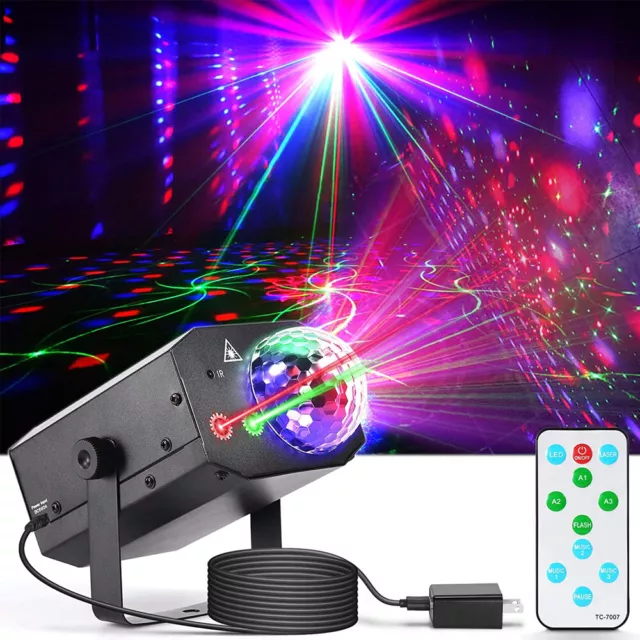 Party Lights Disco Ball Light LED RGB Stage Lighting Strobe Lamp Laser Projector