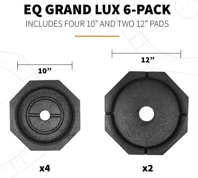 6 SnapPad GRAND LUX Trailer RV Motorhome Equalizer Leveling JackPads 2 12” 4 10”