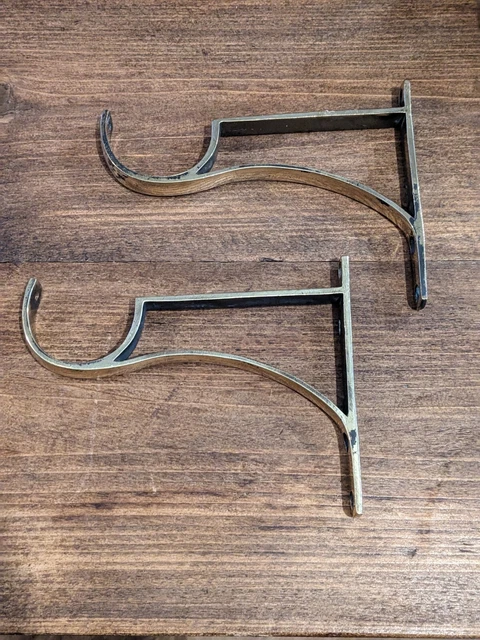 Pair of large brass Antique Curtain Pole Brackets - Heavy duty