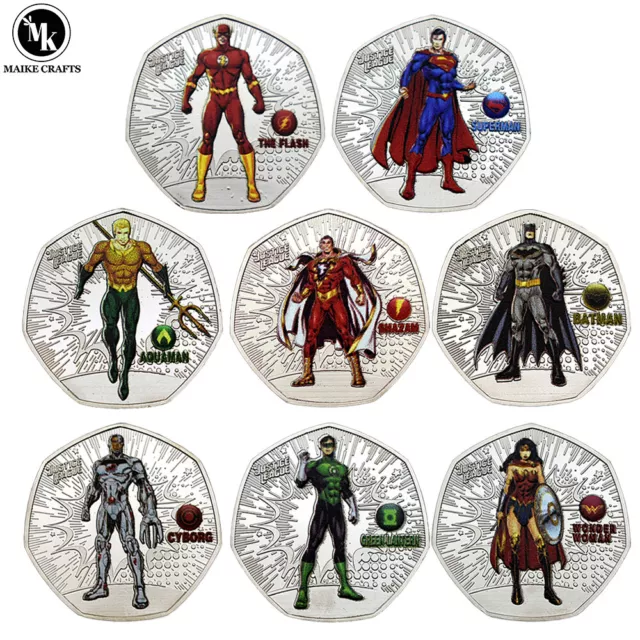 8pcs/set DC Justice League Commemorative Coin Batman Superman Challenge Coin