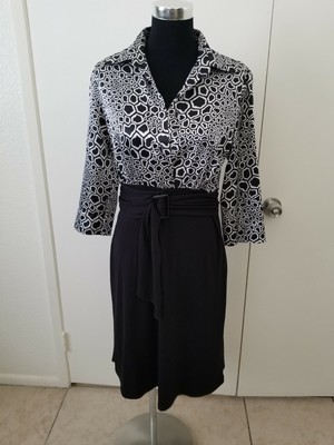 AA STUDIO Womens Print Dress Black Silver Size 10P