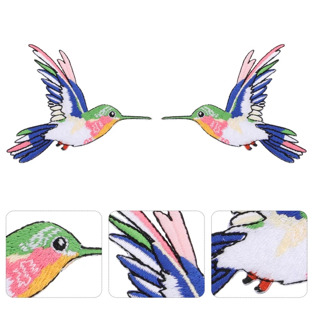 2 piezas Parche Decorativo Colibrí Animal Aplique Hierro sobre Parches para Ropa