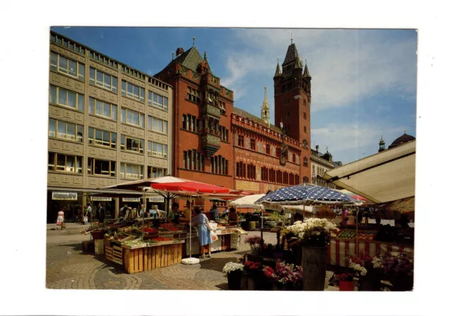 AK Ansichtskarte Basel / Marktplatz mit Rathaus / Schweiz