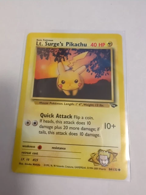 POKEMON LT. SURGES Pikachu 84 132 2000 Gym Challenge PSA 10 1st