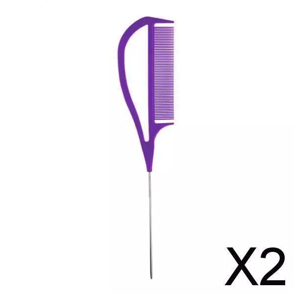 2X Coiffeur Barber Pin Queue Peigne Pour Styling Coiffure Tissage Violet