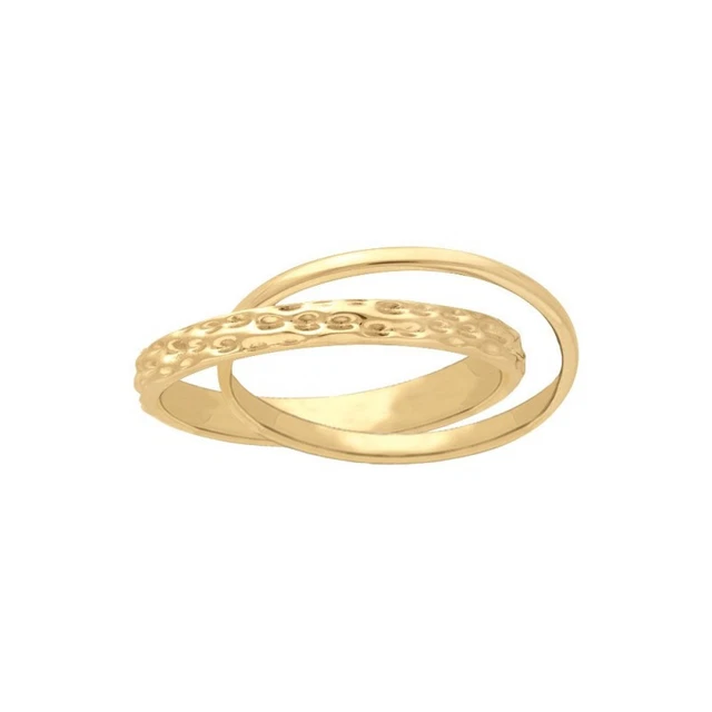 Bague Double Anneaux En Zirconium Bleu - Plaqué Or 18 Carats Taille 60, Neuve Avec étiquette