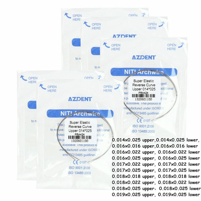 10 Pack Dental Orthodonic Arch Wires Niti Alloy Rectangular Reverse Curve