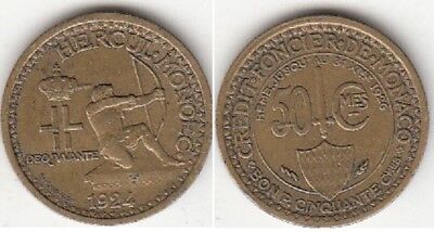 Monnaie Monaco 50 Centimes Hercule 1924 