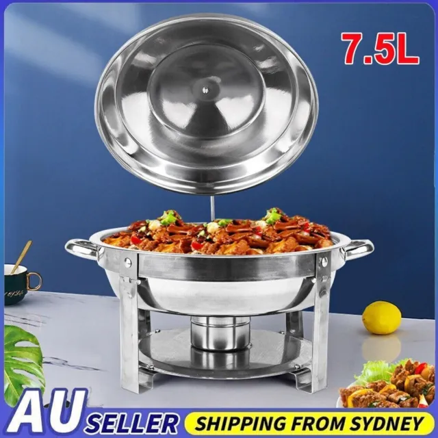 7.5L Round Stainless Steel Chafing Dish Buffet Food Warmer Bain Marie Heater AU