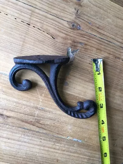 6 Cast Iron Rustic Victorian Style Coat Hooks Hook Rack Hall Tree Vintage Look 4
