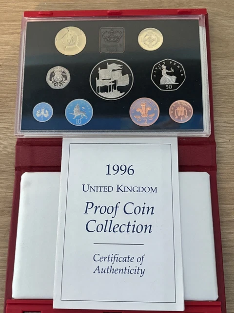 UK -1996 - The Royal Mint UK 9 Coin Proof Set Collection In Red