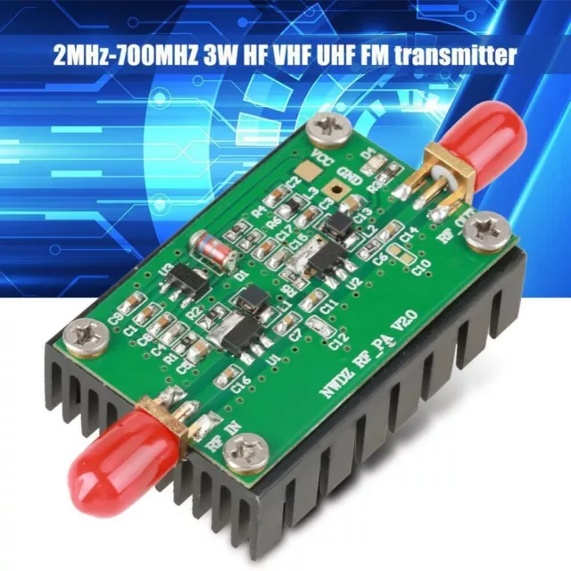 Compact HF VHF UHF FM Transmitter Power Amplifier 2MHZ 700MHZ 3W Output