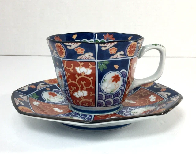 Juego de café/taza de té y platillo japonés Masashi de colección adorno dorado Art Deco