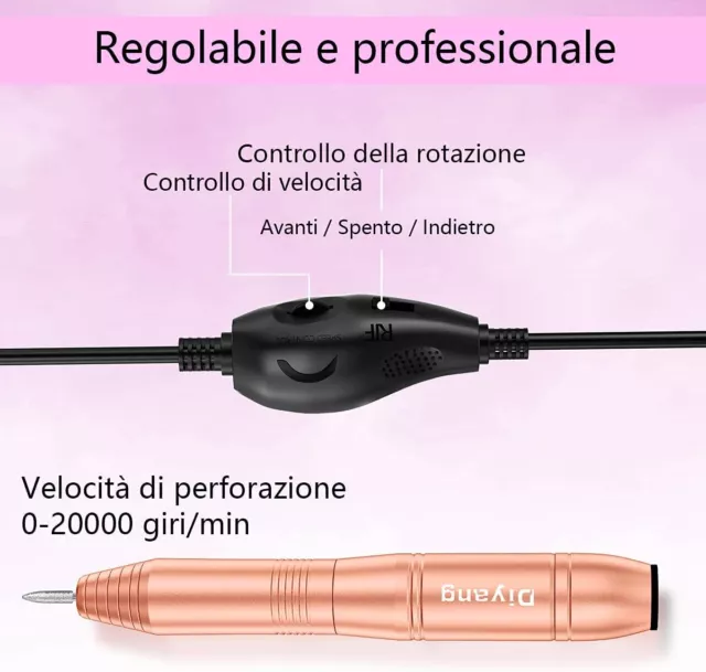 Fresa Per Unghie Professionale Manicure Pedicure Ricostruzione Unghie Mani Piedi 3