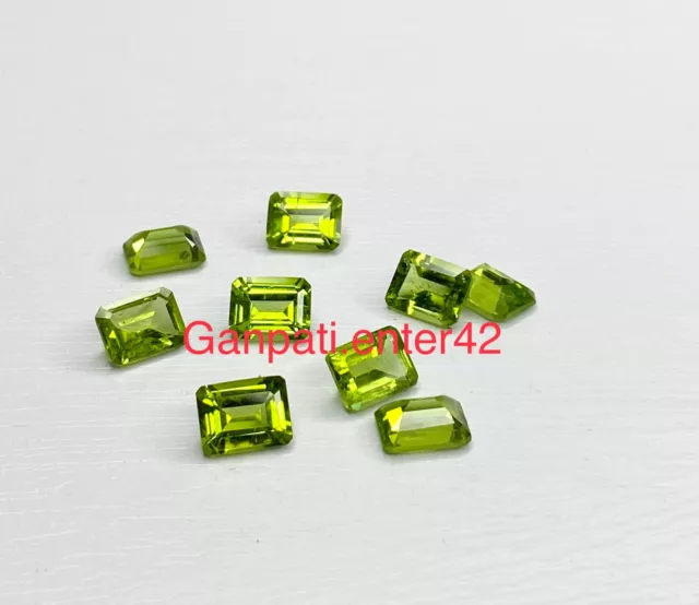 Peridot Loose Gemstone Faceted Octagon Cut 8x6 MM Natural Calibrated 10Pcs Lot E